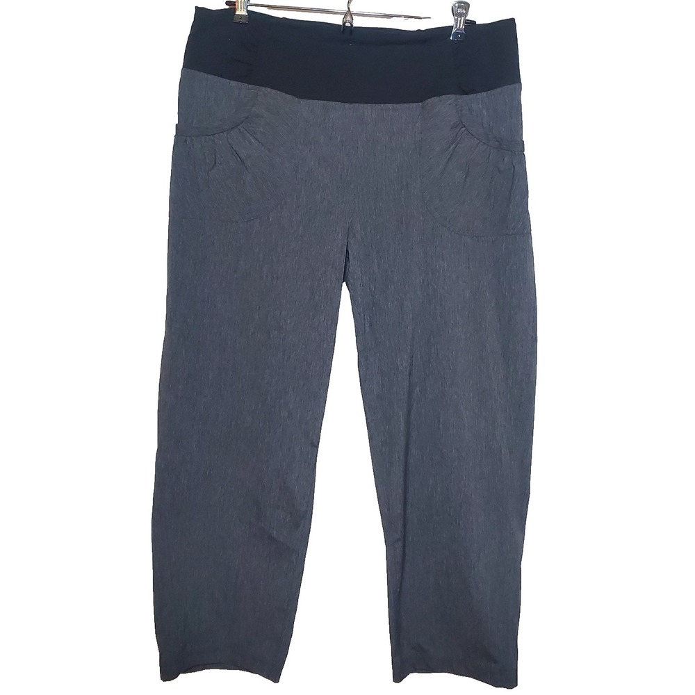 PRANA Summit Capri Charcoal Heather Pants Stretch Pull On Women's Size XL